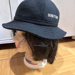 ベネトン(BENETTON)のBenetton ベネトン 帽子 バケットハット バケハ ブラック 黒 無地(ハット)