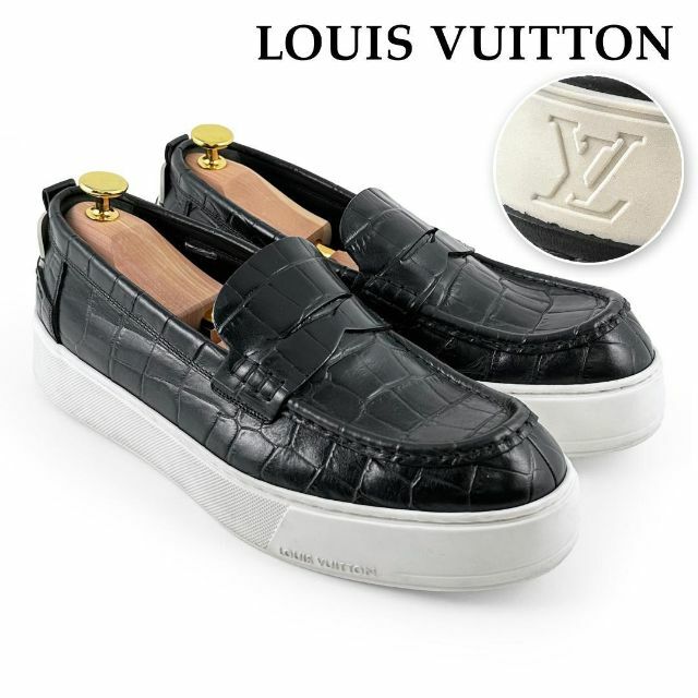 極美品】LOUIS VUITTON クロコダイル型押しスリッポン ローファー
