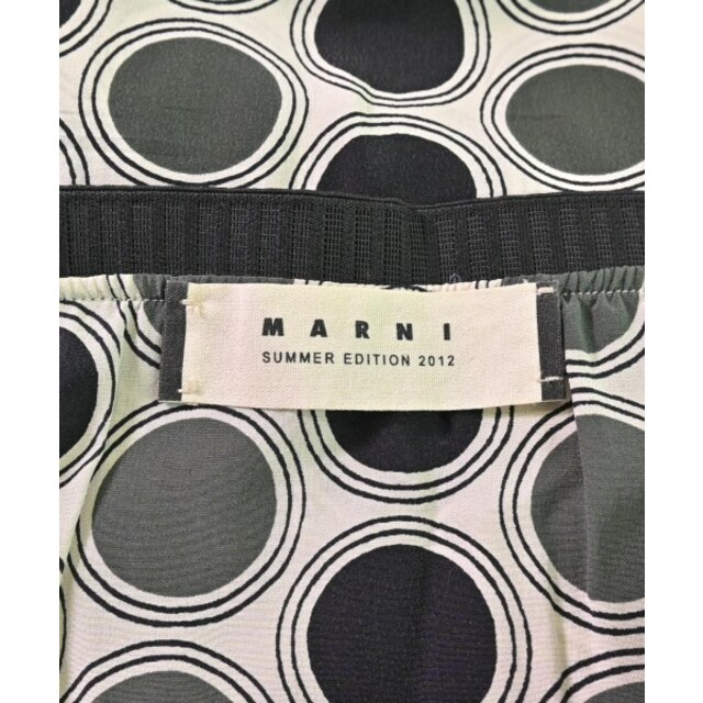 MARNI マルニ ひざ丈スカート 40(M位) 黒x白x緑系
