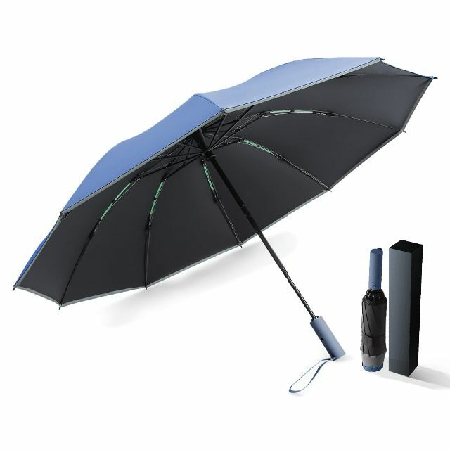 【色: ブルー】折りたたみ 傘 メンズ 逆折り式 おりたたみ傘 ワンタッチ 日傘