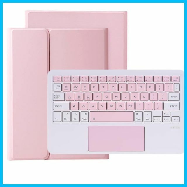 【色: 白+ピンク】タッチパッド付き iPad Pro11 キーボード ケース