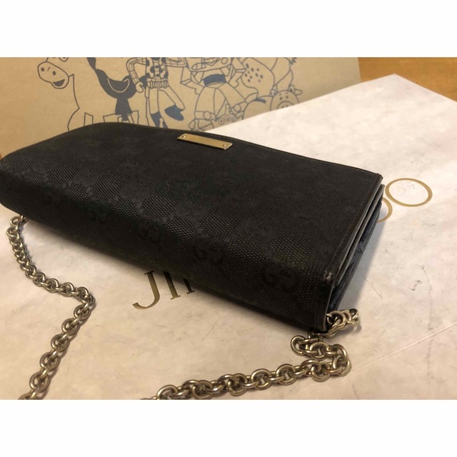 Gucci(グッチ)の【美品】GUCCI グッチ 長財布 チェーンウォレット ブラック レディースのファッション小物(財布)の商品写真