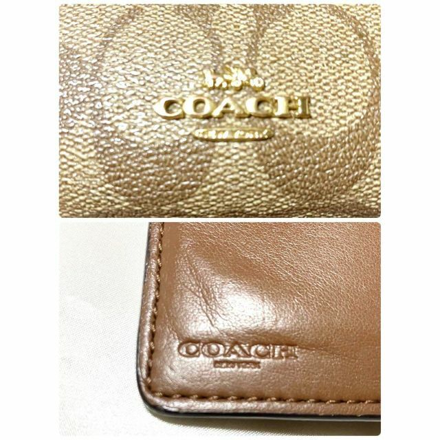 COACH(コーチ)のCOACH シグネチャー パスケース付き二つ折り財布 ブラウンベージュ レディースのファッション小物(財布)の商品写真