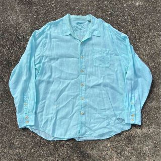 アートヴィンテージ(ART VINTAGE)のused XXL オーバーサイズ　リネンシャツ　リネン　シャツ　水色　ダメージ有(シャツ)