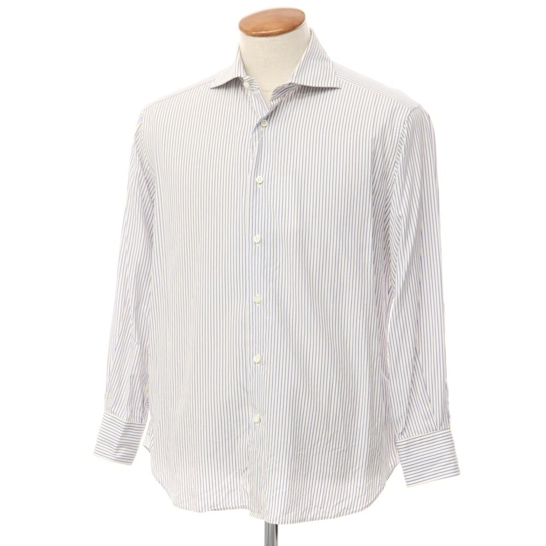 azabu tailor/麻布テーラー/ホワイトストライプドレスシャツ/M