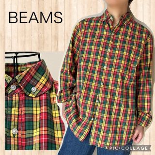 ビームス(BEAMS)のBEAMS チェック柄　総柄　コットン　長袖　シャツブラウス　春夏秋冬　M 日本(シャツ)