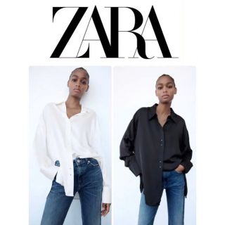 ザラ(ZARA)のZARA サテンシャツ ホワイト(シャツ/ブラウス(長袖/七分))