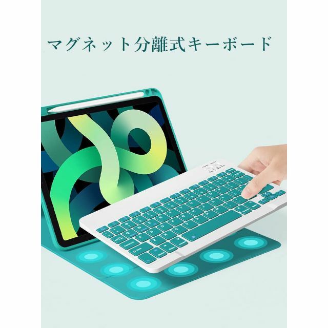 【色: 深緑】iPad Air5 iPad Air4 キーボードケース マウス付タブレット