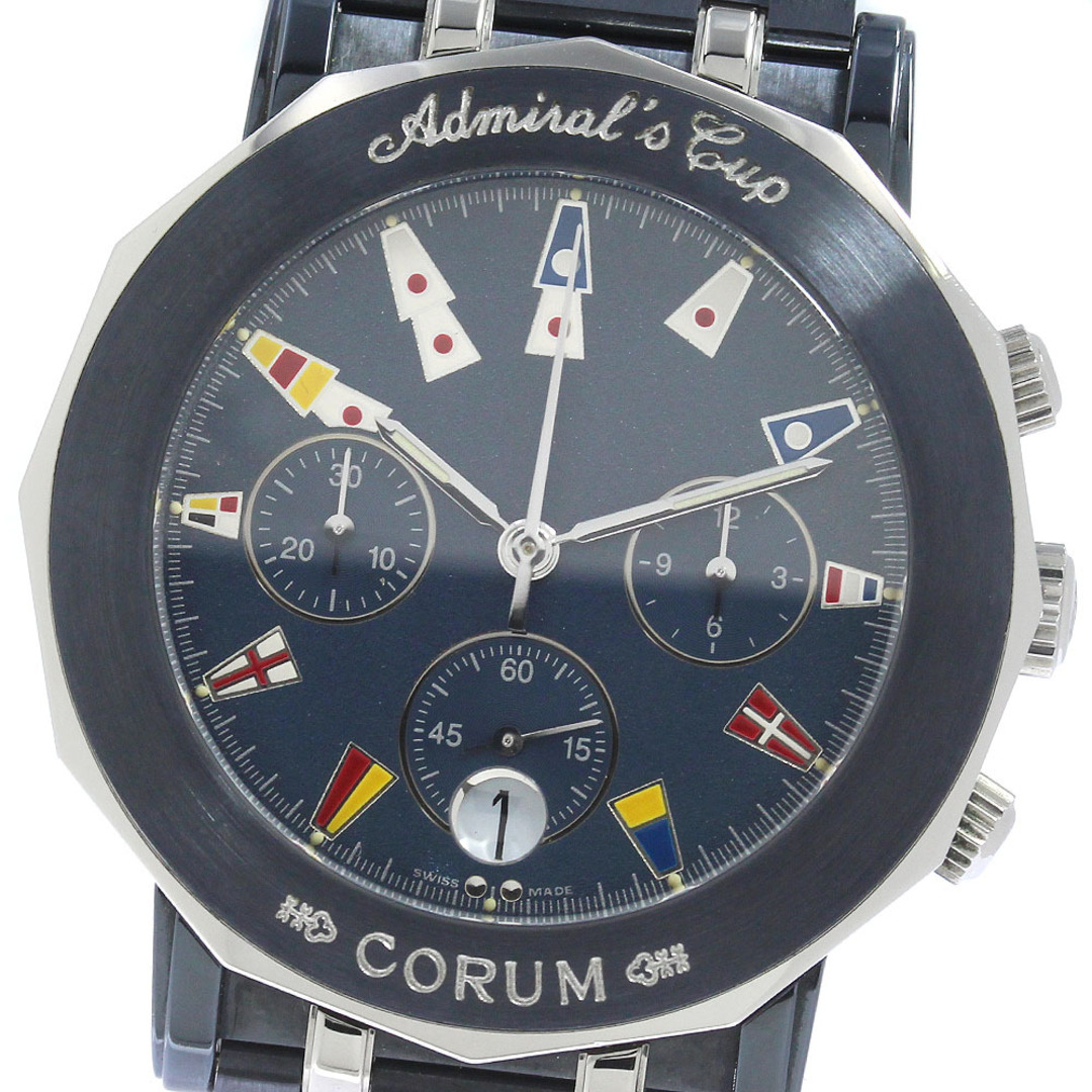 コルム CORUM 96.830.30 V585 アドミラルズカップ クロノグラフ デイト クォーツ メンズ 良品 _753713