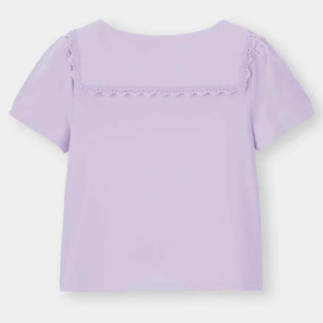 GU(ジーユー)の新品未使用 GU ビッグカラーTシャツ M セーラー襟 パープル ジーユー レディースのトップス(Tシャツ(半袖/袖なし))の商品写真