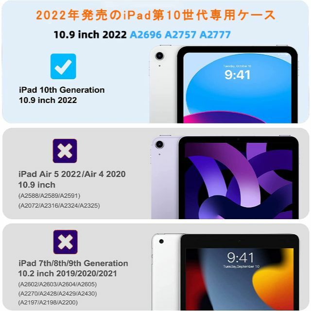 Herize iPad 10世代 ケース 10.9インチ 2022 発売 保護フ 5