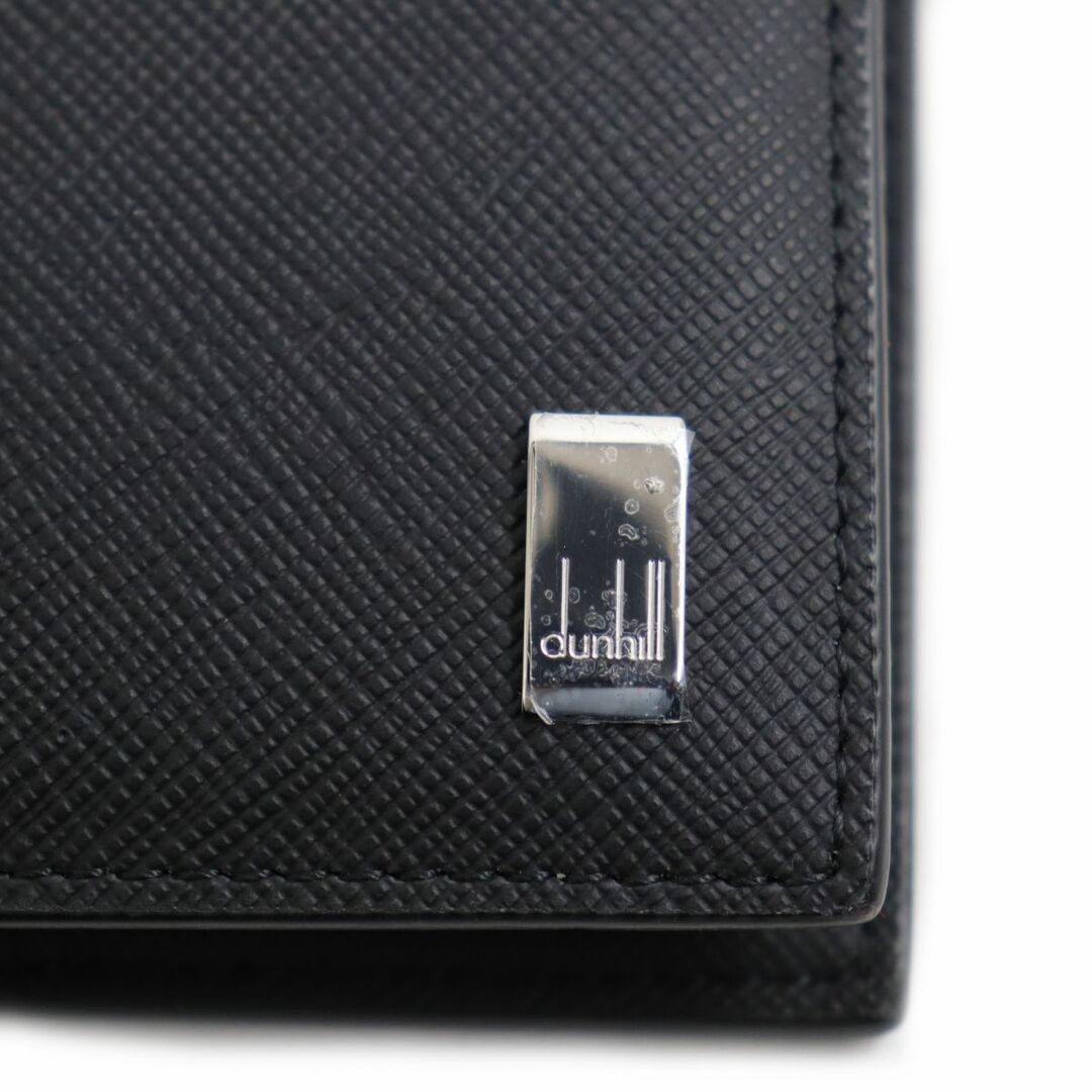 未使用品◆dunhill ダンヒル 20R2PI0PC001 ロゴプレート付き PVC レザーウォレット/二つ折り財布 ブラック 箱付き メンズ 5