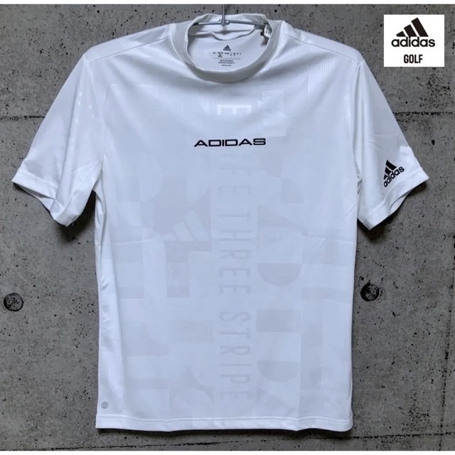 adidas - アディダスゴルフ【М】エンボスプリント 半袖モックネック ... 【L】アディダス GOLF エンボスプリント モックネック 半袖シャツ白
