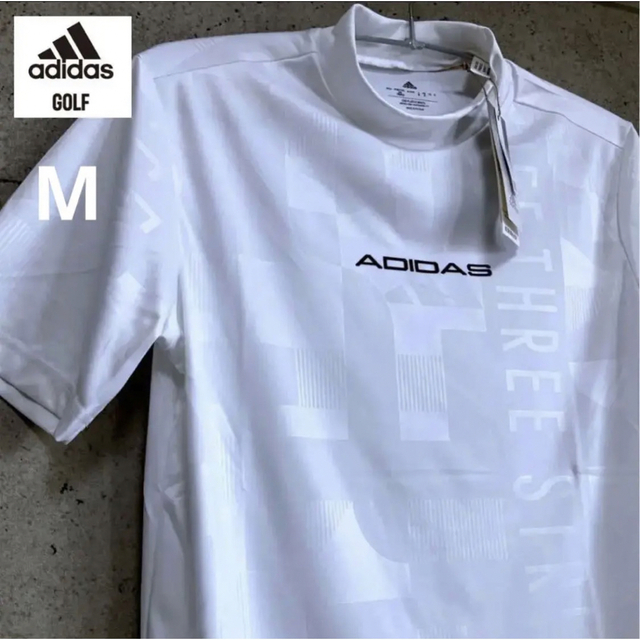 adidas - アディダスゴルフ【М】エンボスプリント 半袖モックネック ... 【L】アディダス GOLF エンボスプリント モックネック 半袖シャツ白