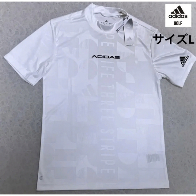 adidas - アディダスゴルフ【L】エンボスプリント 半袖モックネック ... 【L】アディダス GOLF エンボスプリント モックネック 半袖シャツ白