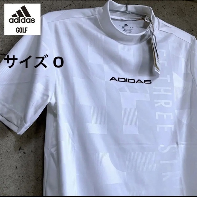 adidas(アディダス)のアディダスゴルフ【O】エンボスプリント 半袖モックネックシャツ（白） スポーツ/アウトドアのゴルフ(ウエア)の商品写真