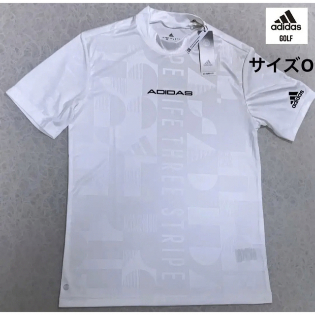 adidas(アディダス)のアディダスゴルフ【O】エンボスプリント 半袖モックネックシャツ（白） スポーツ/アウトドアのゴルフ(ウエア)の商品写真