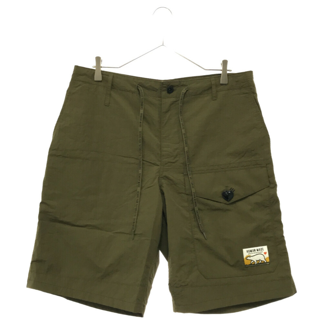 HUMAN MADE ヒューマンメイド NYLON MILITARY SHORTS ナイロンミリタリーショートパンツ ショーツ HM23PT014 グリーン/オリーブ245センチ裾幅