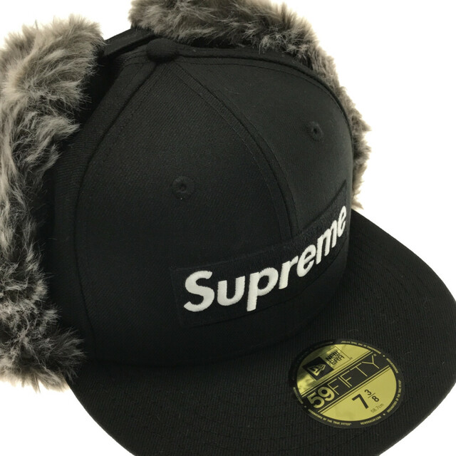 SUPREME シュプリーム 19AW×NEW ERA Ear Flap BOX LOGO Cap ニューエラ フライトキャップ イヤーフラップ  ボックスロゴキャップ 帽子 ブラック