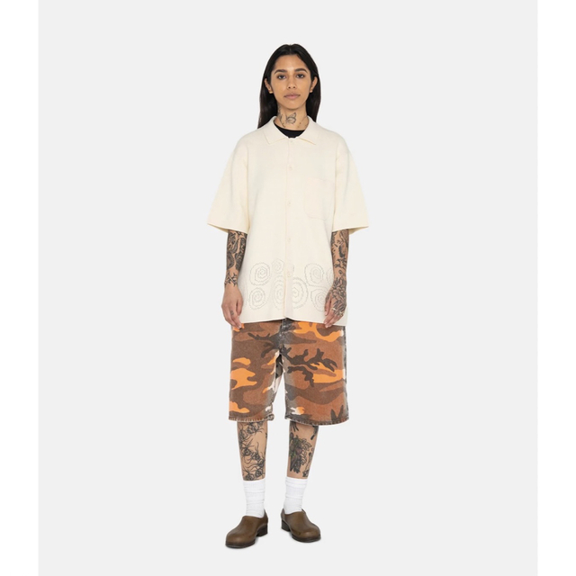 週末限定STUSSY PERFORATED SWIRL KNIT SHIRT S 週末限定STUSSY PERFORATED SWIRL KNIT SHIRT S