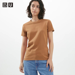 ユニクロ(UNIQLO)のUniqlo U クルーネックT（半袖）Sサイズ／オレンジ(Tシャツ(半袖/袖なし))