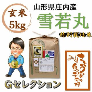 令和4年　山形県庄内産　雪若丸　玄米5kg　Ｇセレクション　特別栽培米(米/穀物)