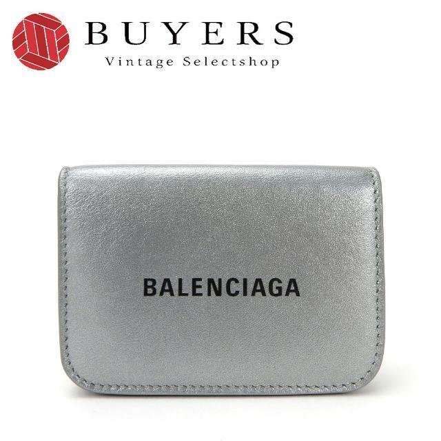 バレンシアガ  コンパクト財布 三つ折り財布 キャッシュ ミニ 593813 レザー 革 シルバー ユニセックス レディース メンズ 女性 男性 BALENCIAGA compact Wallet leather silver