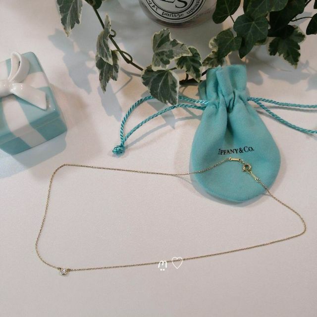 ティファニー バイザヤードネックレス ダイヤ0.17ct k18イエロー