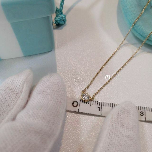 ティファニー バイザヤードネックレス ダイヤ0.17ct k18イエロー