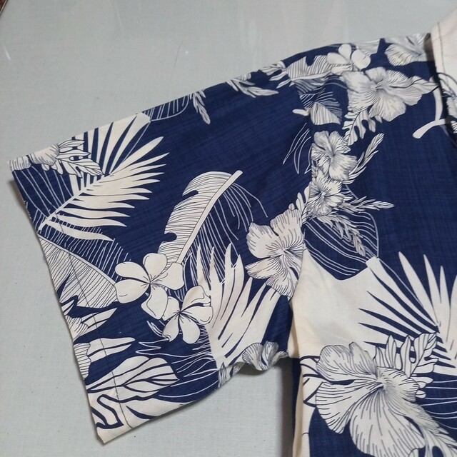 Palm wave綿アロハシャツ紺花葉柄L新品未使用タグ付 メンズのトップス(シャツ)の商品写真