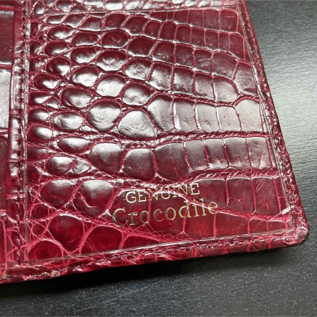 クロコダイル無双長財布、札入れ ボルドー ワインレッド シャイニング