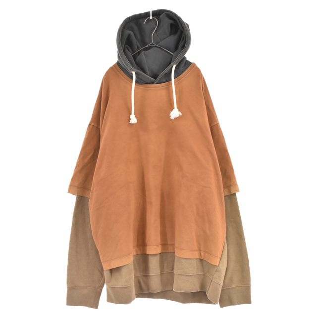 685センチ肩幅Martin Margiela 10 マルタンマルジェラ 19AW OVERSIZED LAYERED GARMENT-DYED HOODIE オーバーサイズ レイヤード ガーメント ダイド フーディー プルオーバーパーカー 再構築 S50GU0092 STJ286