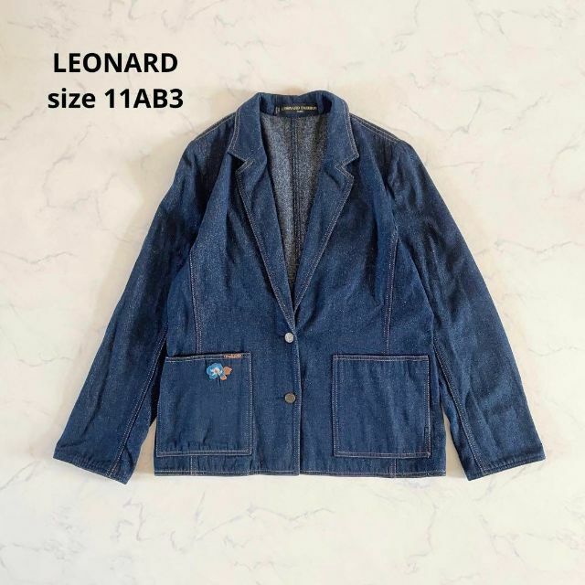 LEONARD(レオナール)の【美品】11AB3 LEONARD レオナール デニムジャケット シルク 絹 レディースのジャケット/アウター(テーラードジャケット)の商品写真