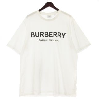 バーバリー(BURBERRY)のバーバリー Tシャツ カットソー 半袖 ロゴプリント コットン ホワイト L(Tシャツ/カットソー(半袖/袖なし))