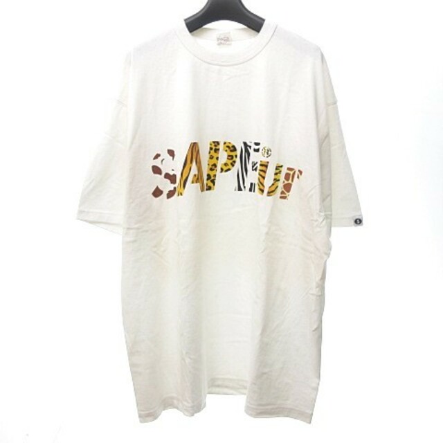 サプール 大きいサイズ Tシャツ カットソー ロゴ プリント アニマル 白 XL