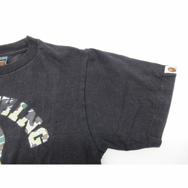 A BATHING APE(アベイシングエイプ)の[U5706]アベイシングエイプ ビッグロゴ 迷彩 黒 Sサイズ メンズのトップス(Tシャツ/カットソー(半袖/袖なし))の商品写真