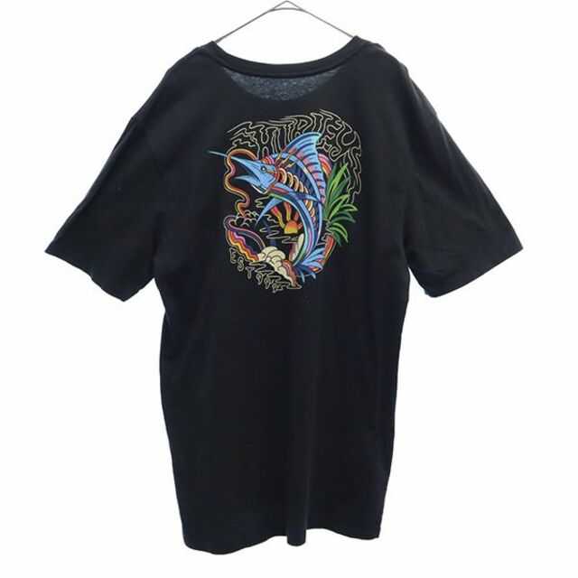 Hurley(ハーレー)のハーレー フィッシュ プリント 半袖 Tシャツ M ブラック Hurley クルーネック メンズ 【中古】  【230605】 メール便可 メンズのトップス(Tシャツ/カットソー(半袖/袖なし))の商品写真