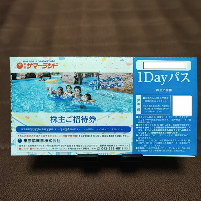 開店記念セール サマーランド 夏フリーパス 3枚 東京都競馬 株主優待券