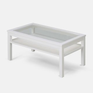 モモナチュラル ホワイトローテーブル BIT TABLE GLASS WH(ローテーブル)