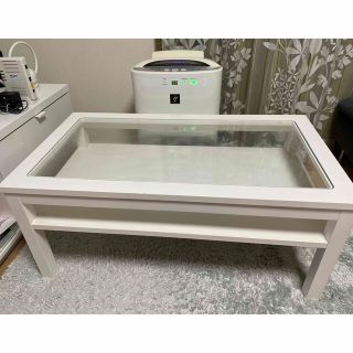 モモナチュラル ホワイトローテーブル BIT TABLE GLASS WH