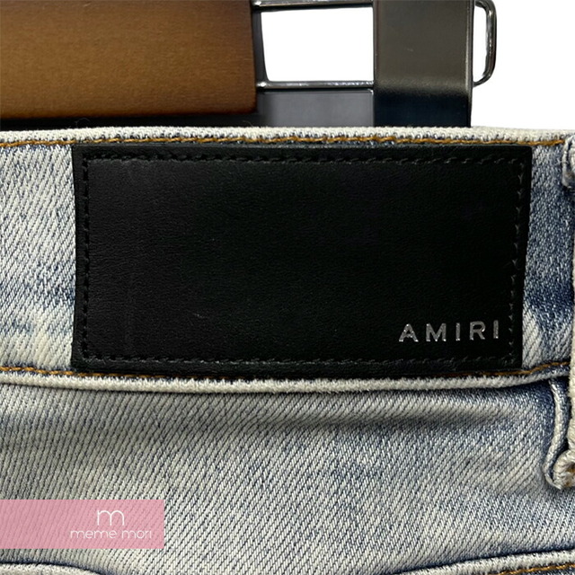 AMIRI Leather Thrasher Jean アミリ レザースラッシャージーンズ ストレッチスキニーデニムパンツ ウォッシュ・ダメージ加工 ボタンフライ インディゴ サイズ31【230603】【中古-A】【me04】 メンズのスーツ(スラックス/スーツパンツ)の商品写真