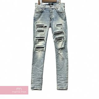 AMIRI Leather Thrasher Jean アミリ レザースラッシャージーンズ ストレッチスキニーデニムパンツ ウォッシュ・ダメージ加工 ボタンフライ インディゴ サイズ31【230603】【中古-A】【me04】(スラックス/スーツパンツ)