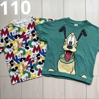 ディズニー(Disney)の【Disney】ミッキー☆プルート フタフタ Tシャツ 2点セット 110(Tシャツ/カットソー)
