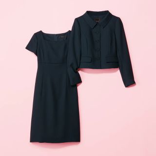 恵みの時 【極美品】 FOXEY ワンピーススーツ 38 濃紺 プリーツ リボン