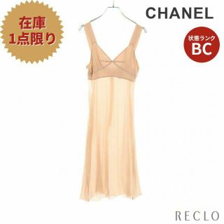 シャネル(CHANEL)の ワンピース シルク ベージュ シースルー 02P(ひざ丈ワンピース)