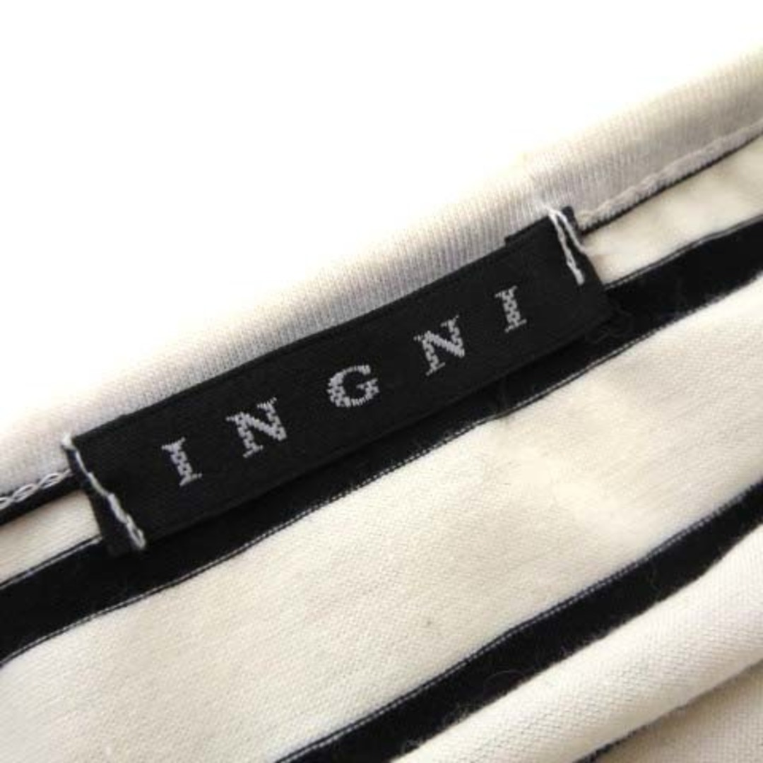 INGNI(イング)のイング チュニック カットソー ボーダー ラインストーン ロゴ 半袖 M 黒 白 レディースのトップス(チュニック)の商品写真