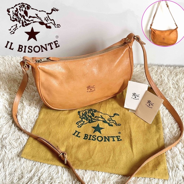 極美品】IL BISONTE ショルダーバッグ M 三日月 ヤキヌメ 茶色-