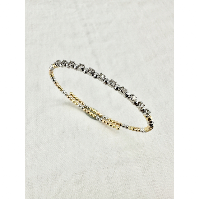 新品❗️K18スリーカラ― ダイヤモンド0.3ct フレキシブルバングル-