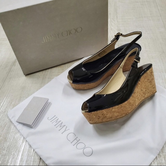 JIMMY CHOO - ジミーチュウ オープントゥ ウェッジ ストラップ