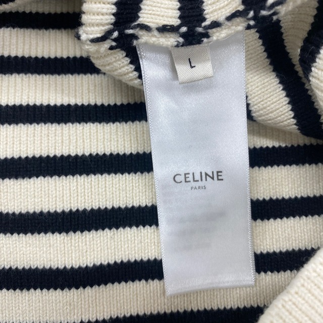 CELINE セリーヌ ニット・セーター L グレーxアイボリー